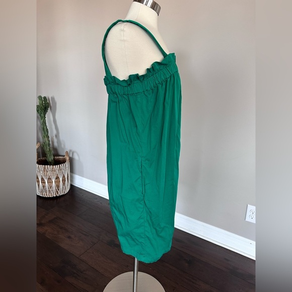 Everlane Paperbag Tank Dress Organic Cotton Removable/Adjustable Straps Green LG - Picture 10 of 16